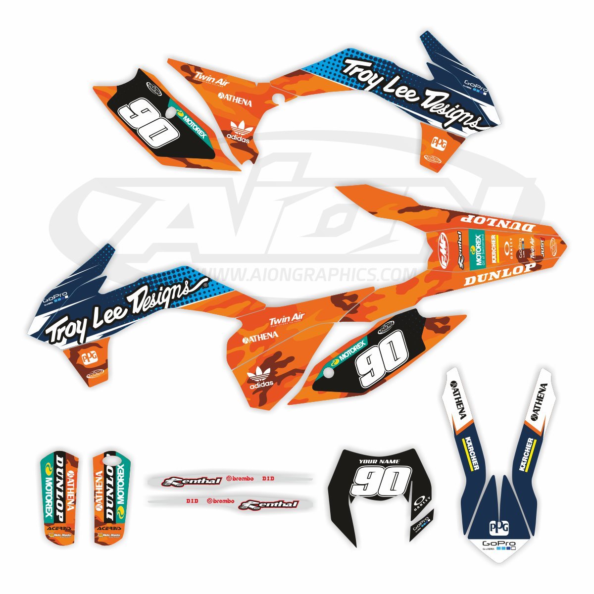 KTM Graphics Kit for a 20152016 EXC EXCF dirt bike models