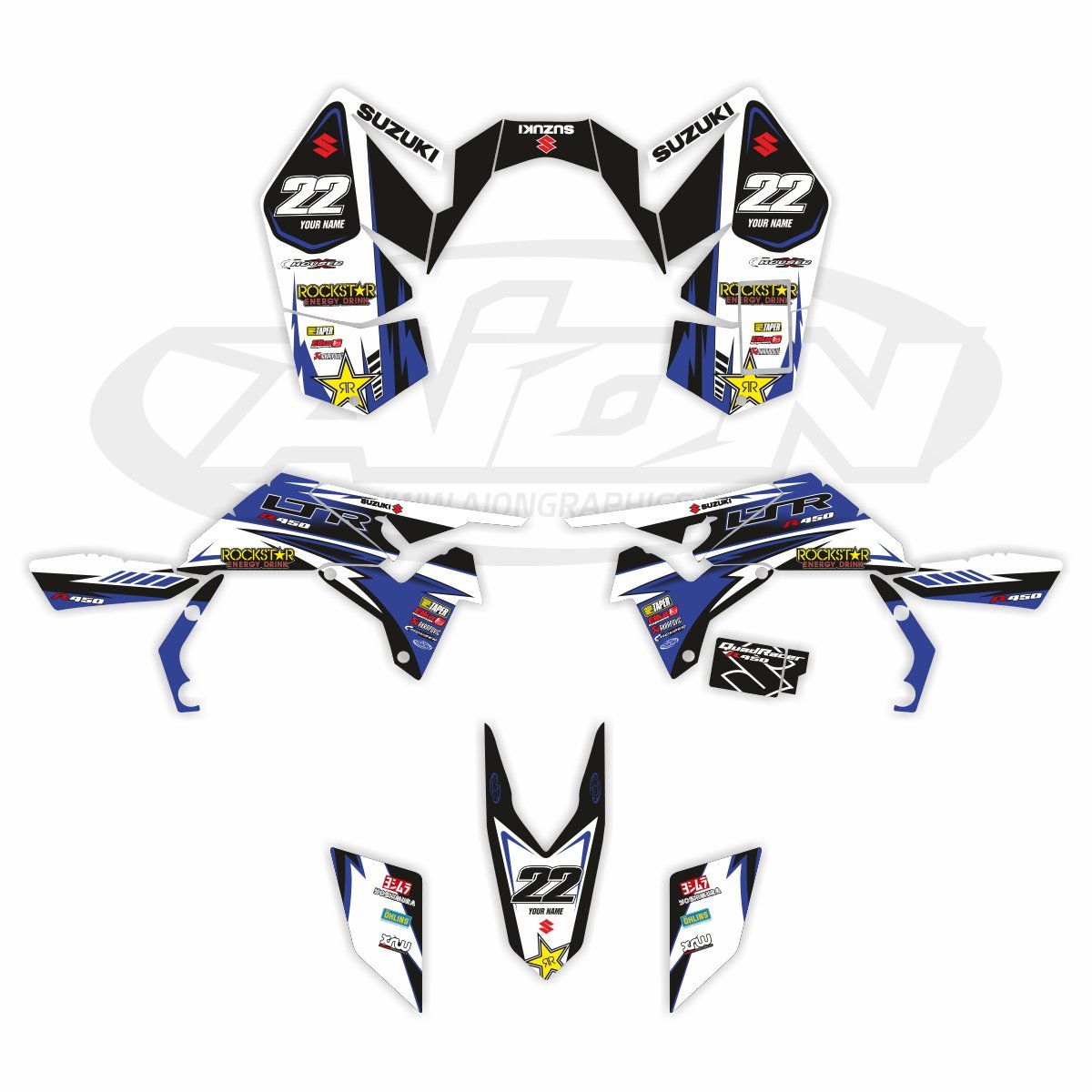 Kit Graphique Complet Pour Suzuki LTR450R (2006-2013) – Autocollants Vinyle – Mhiosgraphic